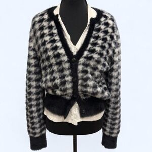 Y2K black & white faux fur cardigan‎ by Truth